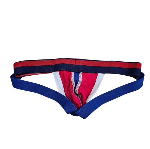 Timoteo Men’s Red White Blue Jockstrap Athletic Underwear Size M Varsity 90s - Picture 3 of 4